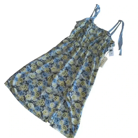 #0201 Love & Piece Collective Sundress, Blue & Yellow, Size L - Picture 2 of 5